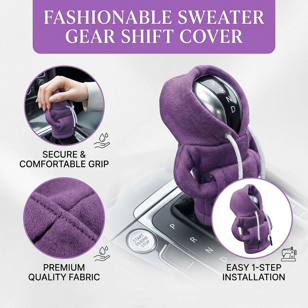Divanoxcosh Mini Car Gear Shift Knob Hoodie Cover - Universal Automotive Shifter Protector & Cute Interior Decoration Accessories, Funny Gear Lever Sleeve for Most Vehicles