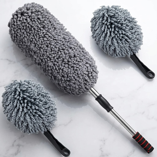 Divanoxcosh 3-Pack Large Microfiber Car Duster, Extendable & Scratch-Free Car Exterior Cleaning Tool, Multipurpose Interior Dusting Brush for Car, Home and Office